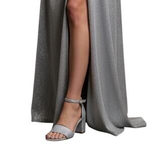 SUGAR SANDALS Women's Size 7M Silver Noelle Low Heel Wedding Formal Prom